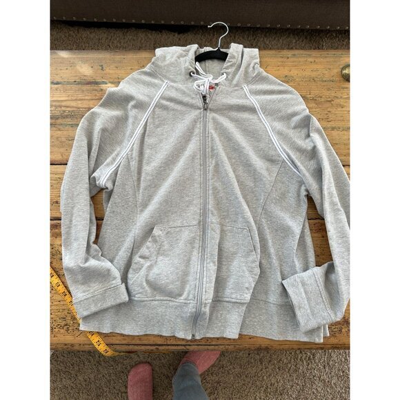 Danskin Womens Gray Zip up Sweatshirt XL hooded‎ cotton pockets activewear - Picture 2 of 6